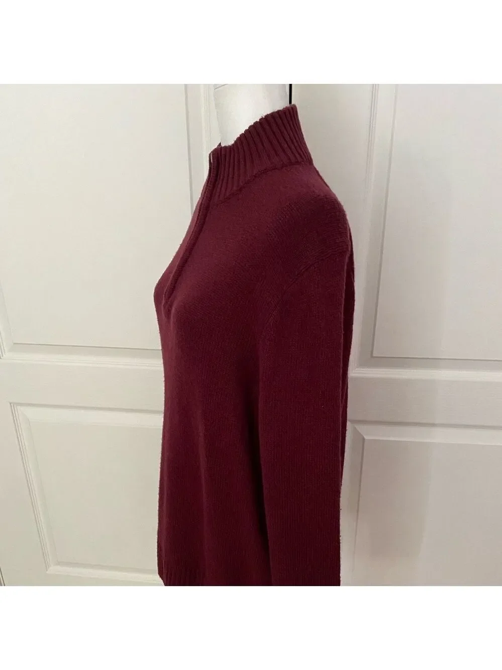 Sonoma Half-Zip Mock Neck Sweater | Burgundy Knit | Size Large - Picture 3 of 11